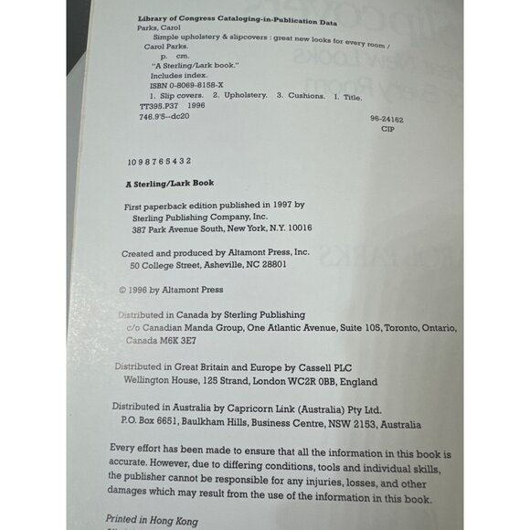 Simple Upholstery and Slipcovers: Great Looks for Every Room by Carol Parks (199 - Picture 3 of 6